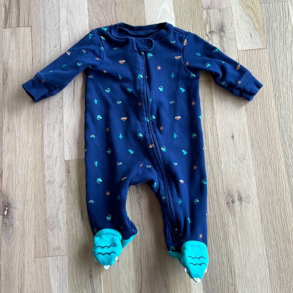 Carters dinosaur feet zip up footie